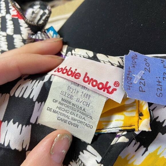 Bobbie Brooks Checkered Rainbow Funky Retro 80s Statement Top Blouse - Picture 3 of 6